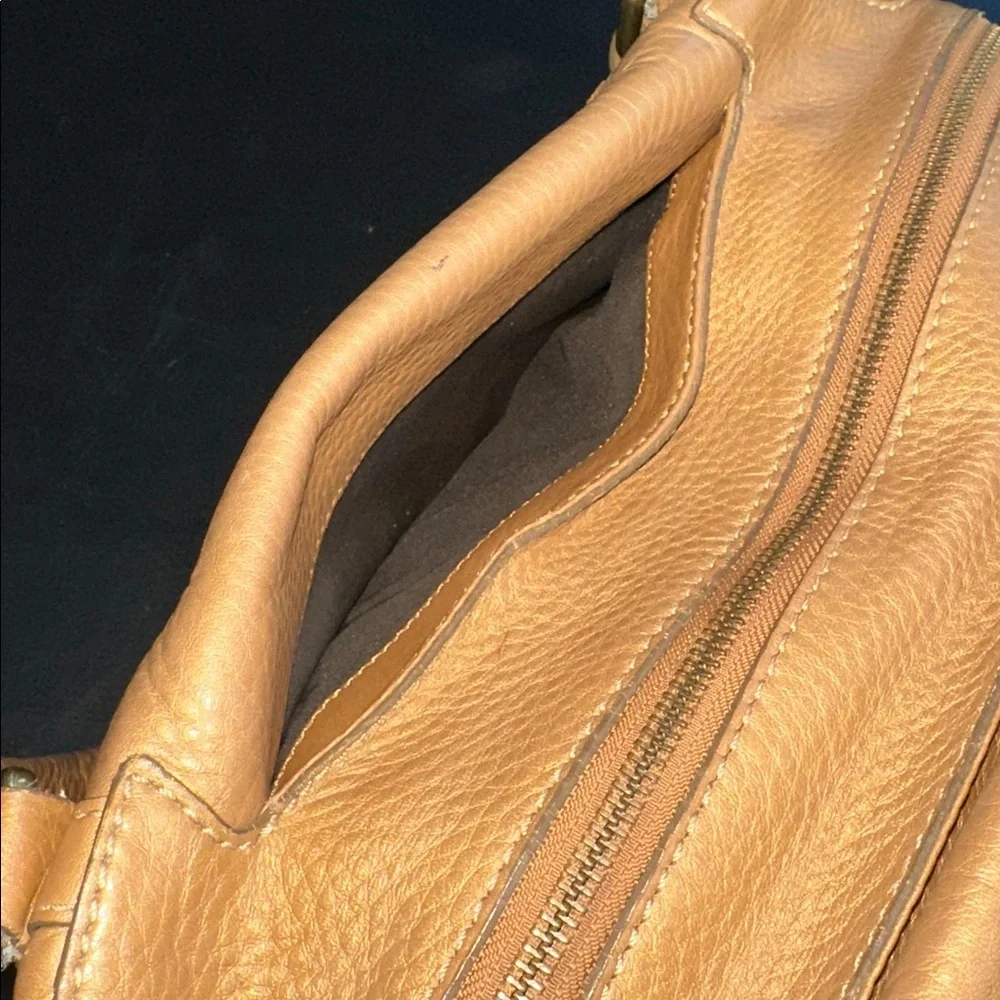 COLE HAAN Village Satchel Metallic Gold/Bronze Pebbled Leather MSRP: $350 - EUC - Picture 7 of 10